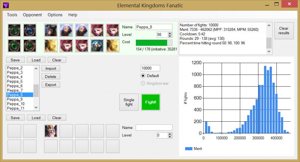 Elemental Kingdoms Fanatic Main window